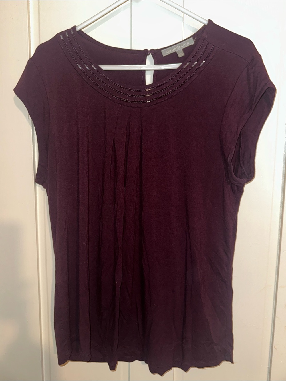 Daniel Rainn Brinn Pleated Scoop Neck Top Plum Purple XL Stitch Fix Blouse - Picture 2 of 7